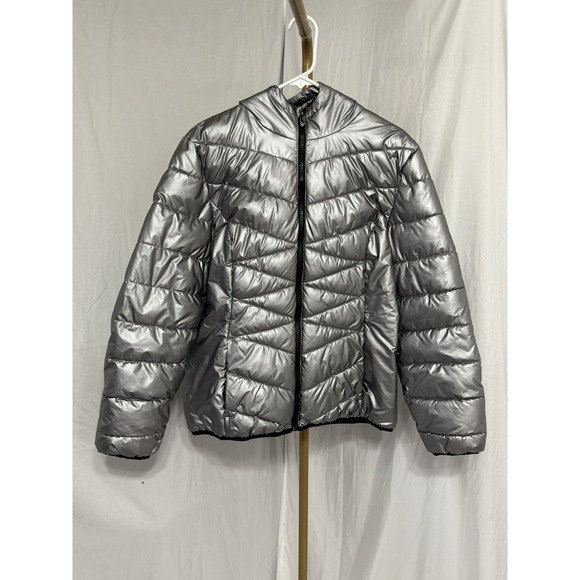 Spyder Women's Alyce Short Puffer Jacket, Silver Size Large - Picture 1 of 16